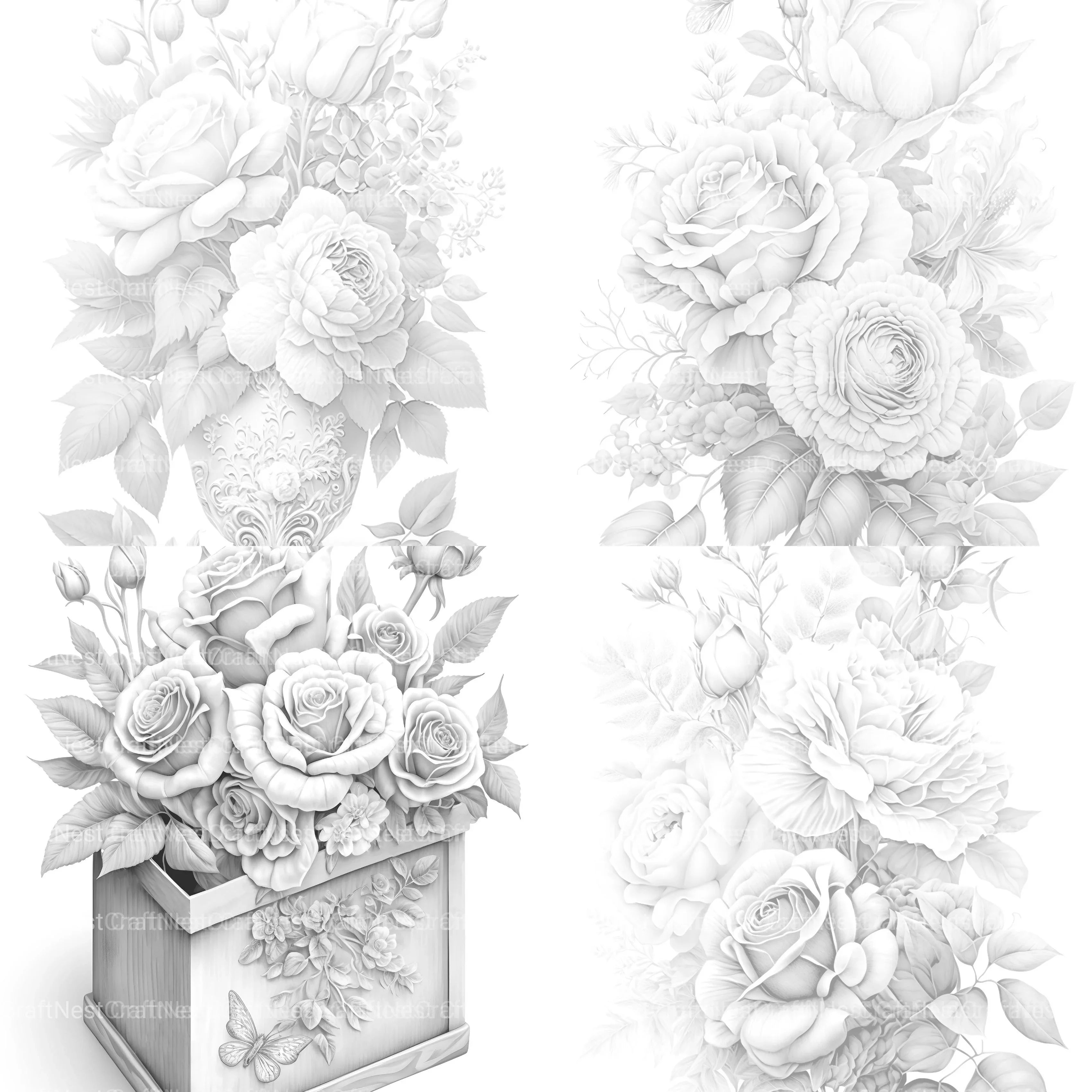 Rose Flower Coloring Book - CraftNest - Digital Crafting and Art