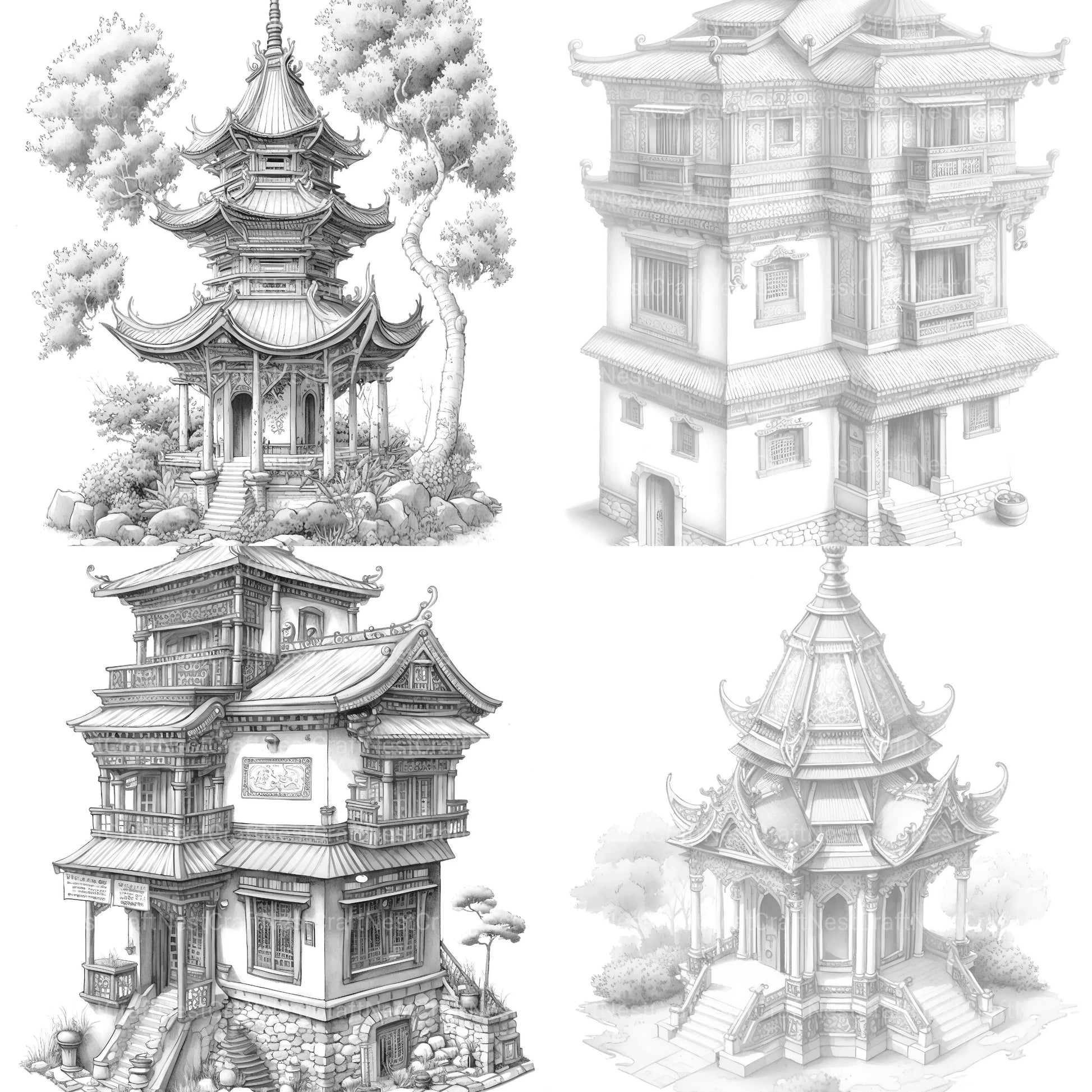 Tibetan Tiny House Coloring Book - CraftNest - Digital Crafting and Art