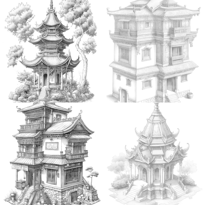 Tibetan Tiny House Coloring Book - CraftNest - Digital Crafting and Art