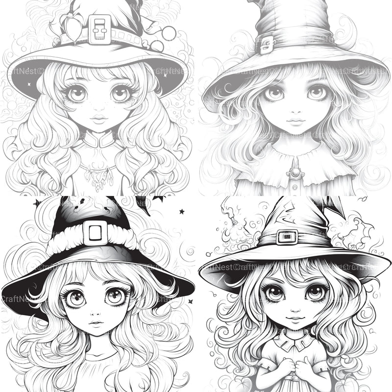 Cute Witch Coloring Book - CraftNest - Digital Crafting and Art