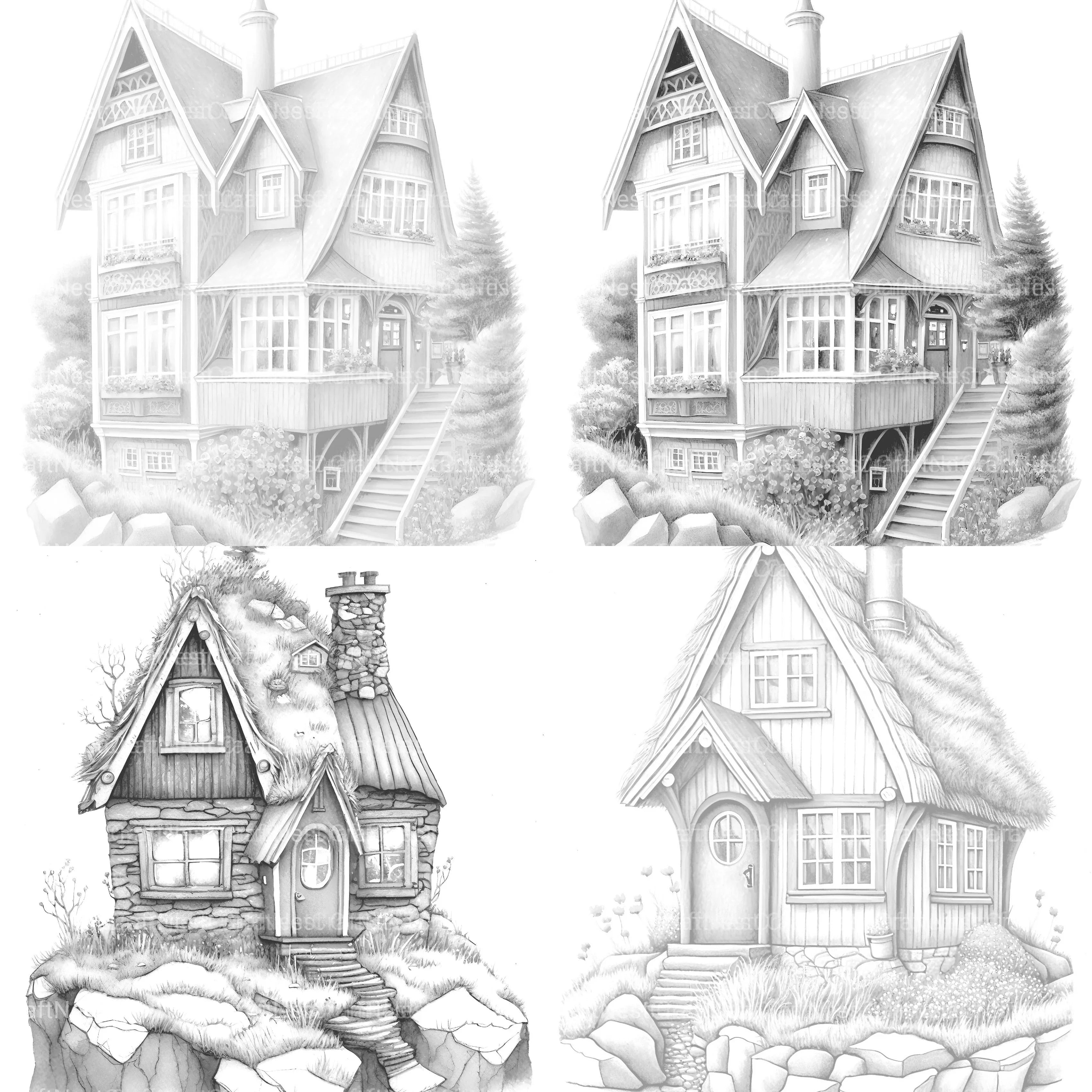 Norwegian Tiny House Coloring Book - CraftNest - Digital Crafting and Art