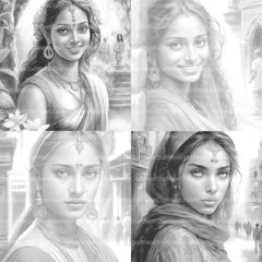 Indian Woman Coloring Book - CraftNest - Digital Crafting and Art