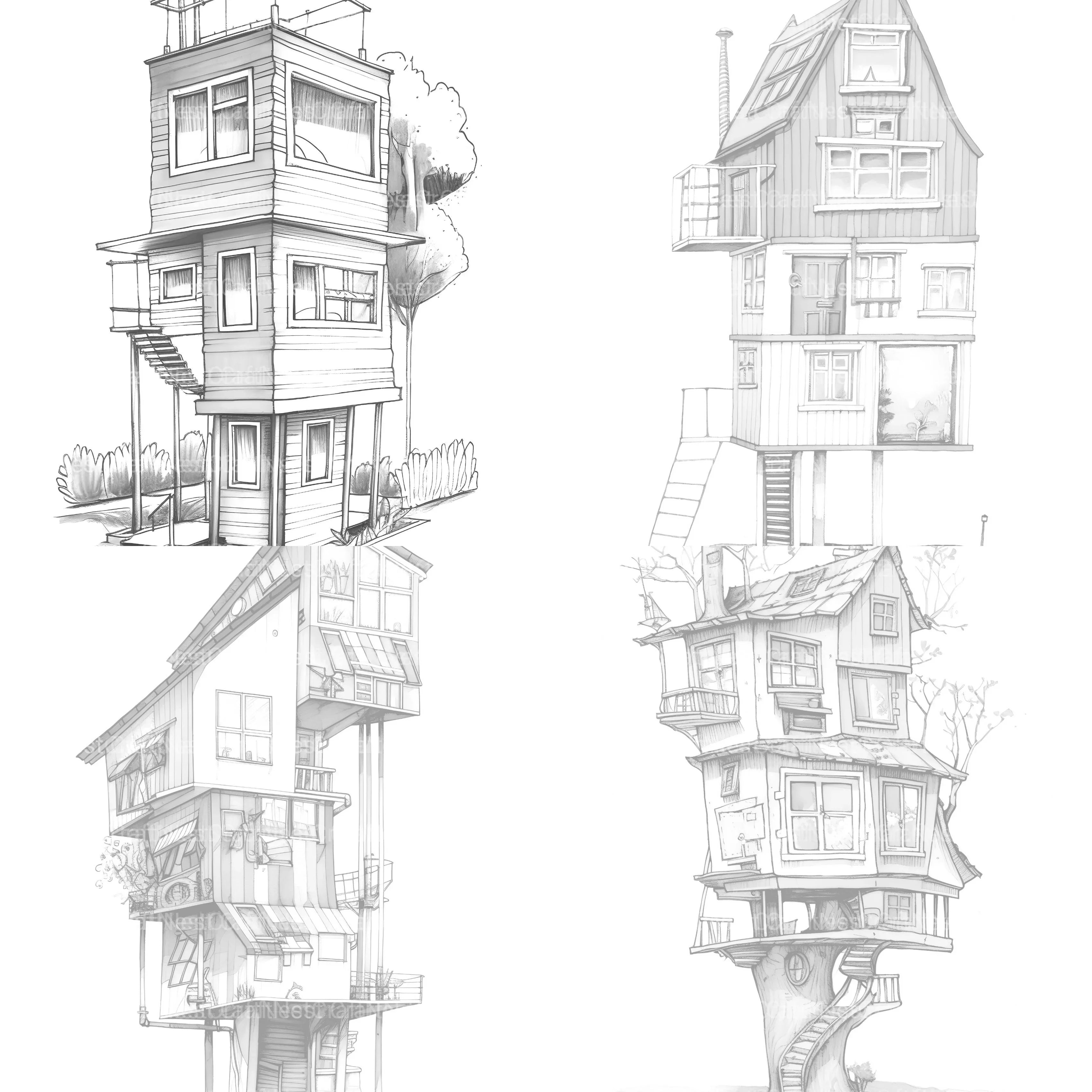 Contemporary Tiny House Coloring Book - CraftNest - Digital Crafting and Art