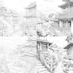 Old Chinese Villages Coloring Book - CraftNest - Digital Crafting and Art