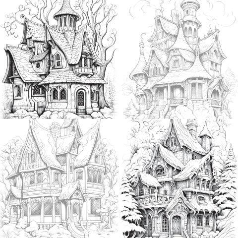 Winter Houses Coloring Book - CraftNest - Digital Crafting and Art