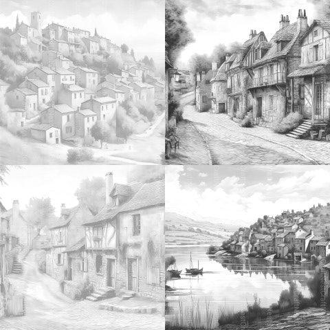 French Village Coloring Book - CraftNest - Digital Crafting and Art