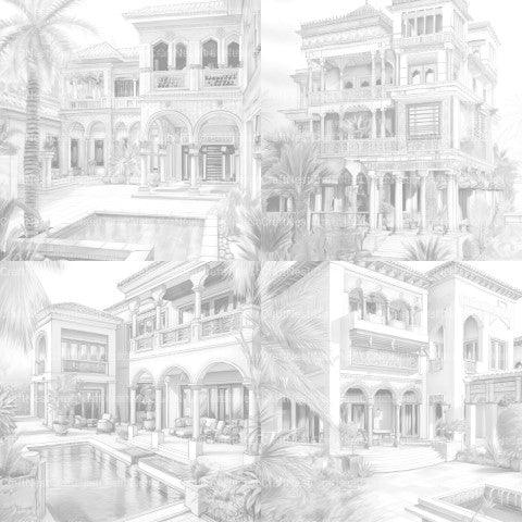 Arabian Villas Coloring Book - CraftNest - Digital Crafting and Art