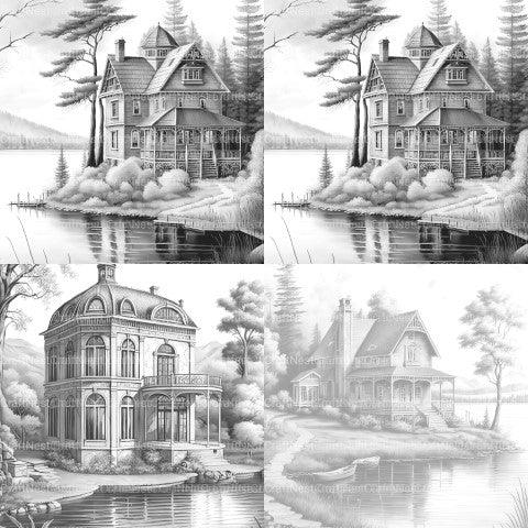 Lake Houses Coloring Book - CraftNest - Digital Crafting and Art