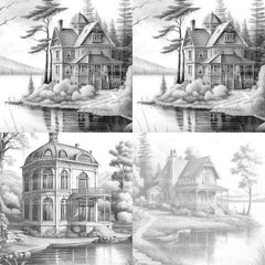 Lake Houses Coloring Book - CraftNest - Digital Crafting and Art