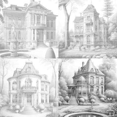German Villas Coloring Book - CraftNest - Digital Crafting and Art