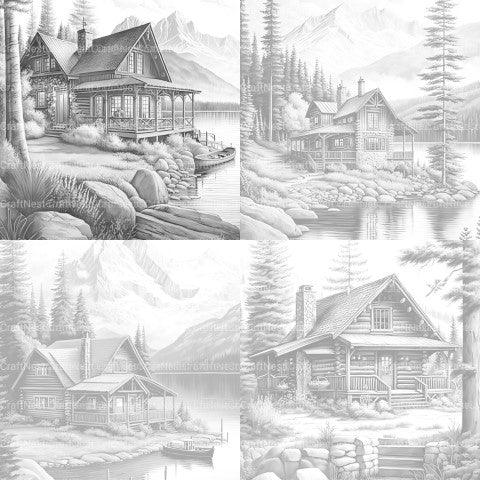 Cabins Coloring Book - CraftNest - Digital Crafting and Art