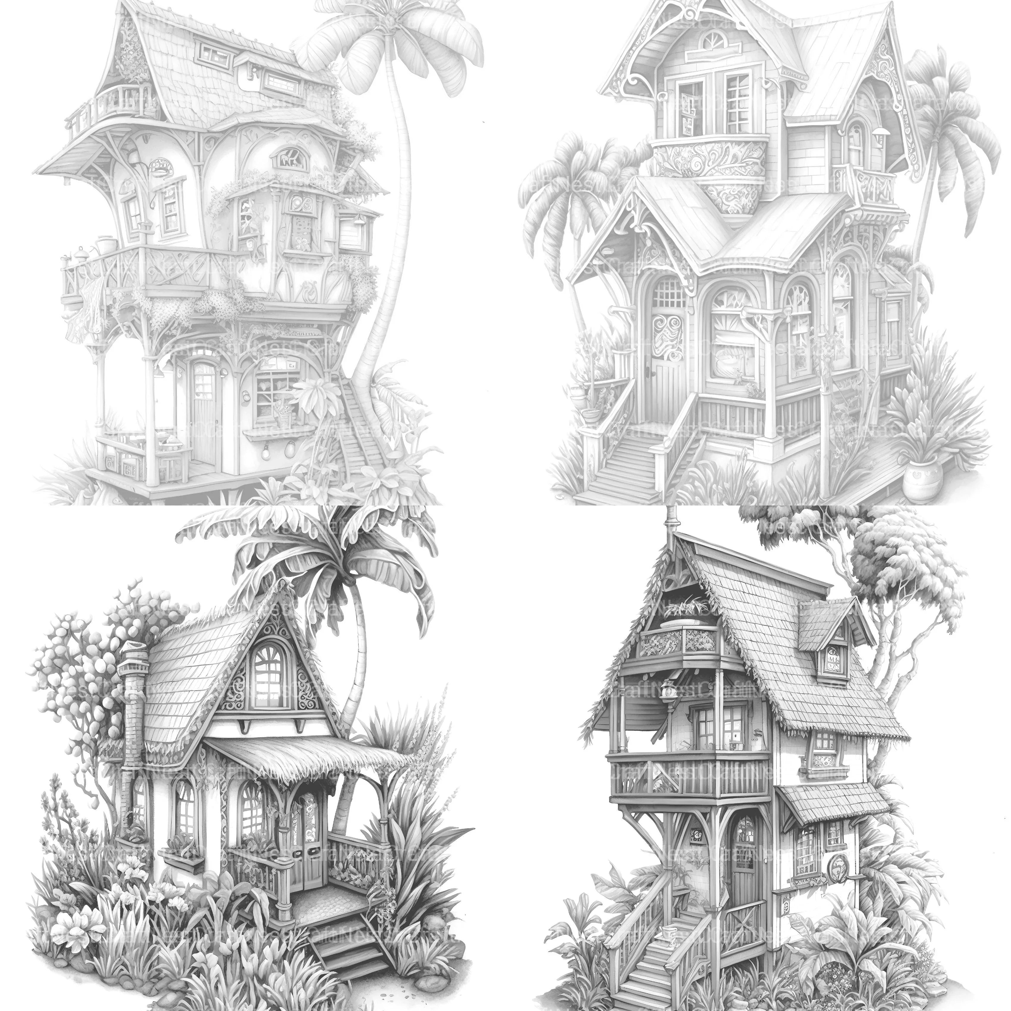 Hawaiian Tiny House Coloring Book - CraftNest - Digital Crafting and Art