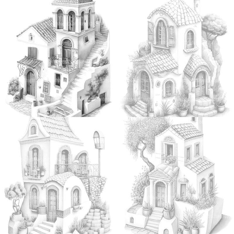 Greek Tiny House Coloring Book - CraftNest - Digital Crafting and Art