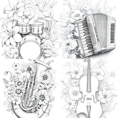 Flower Instrument Coloring Book - CraftNest - Digital Crafting and Art