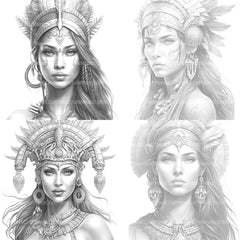 Aztec Women Coloring Book - CraftNest - Digital Crafting and Art