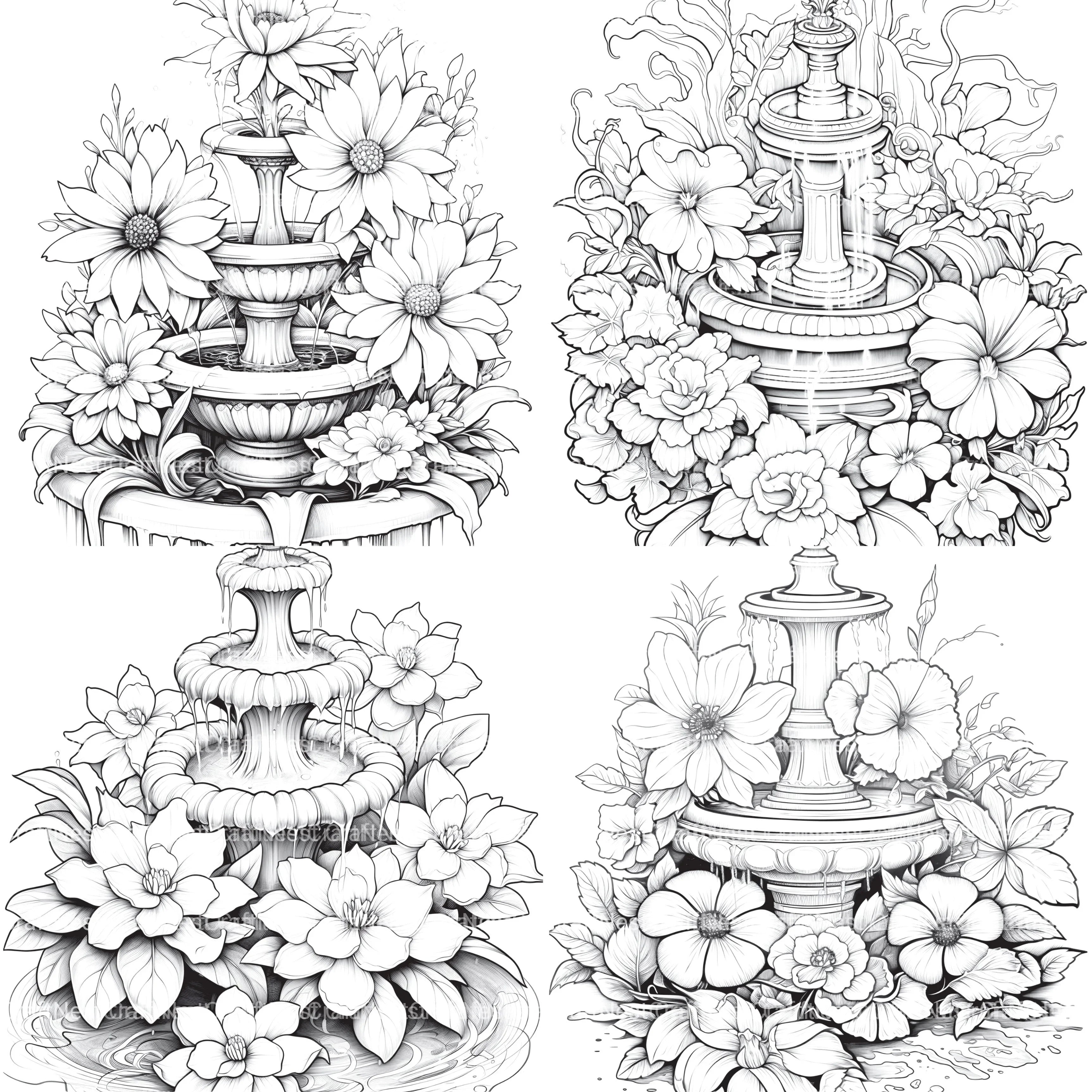 Blooming Fountain Coloring Book - CraftNest - Digital Crafting and Art
