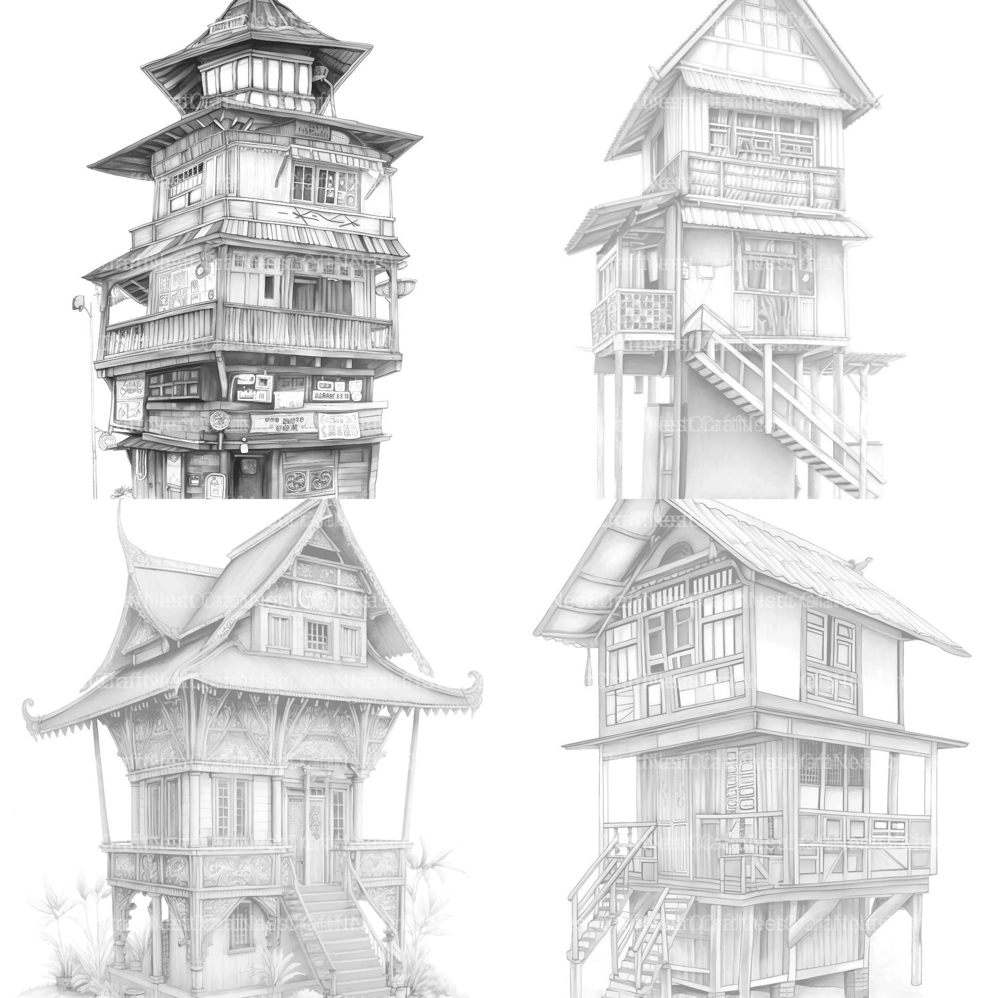 Indonesian Tiny House Coloring Book - CraftNest - Digital Crafting and Art