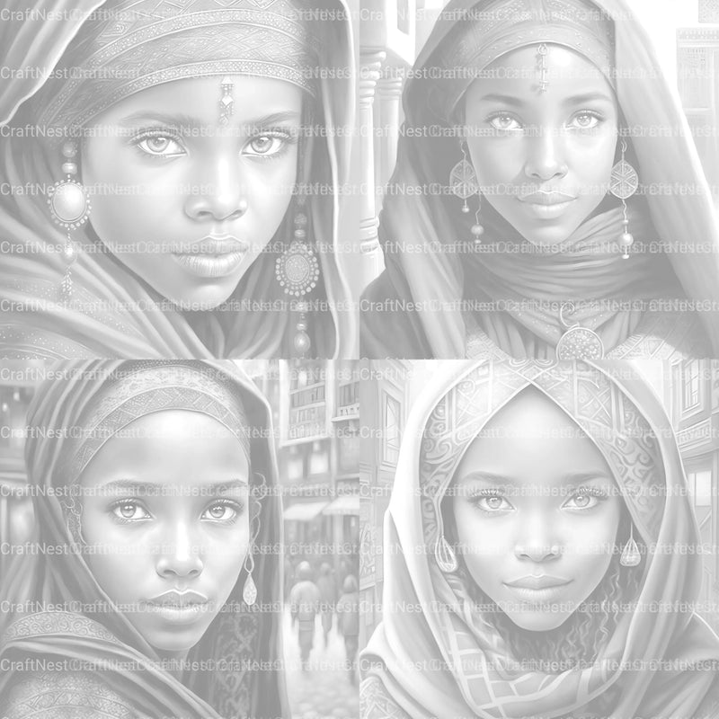 Tuareg Girl Coloring Book - CraftNest - Digital Crafting and Art