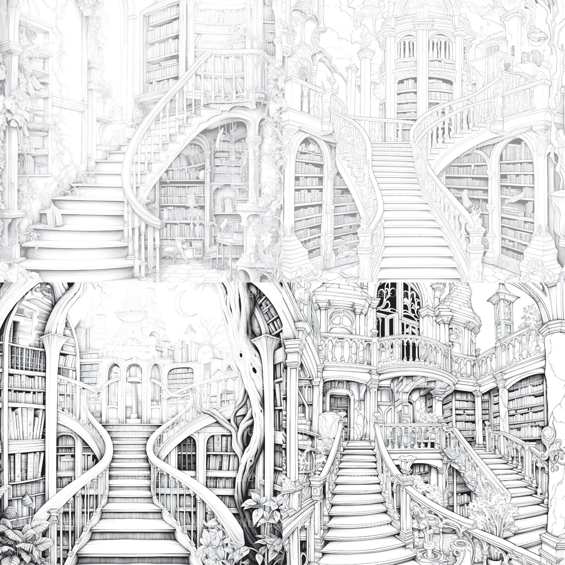 Enchanted Library Coloring Book - CraftNest - Digital Crafting and Art