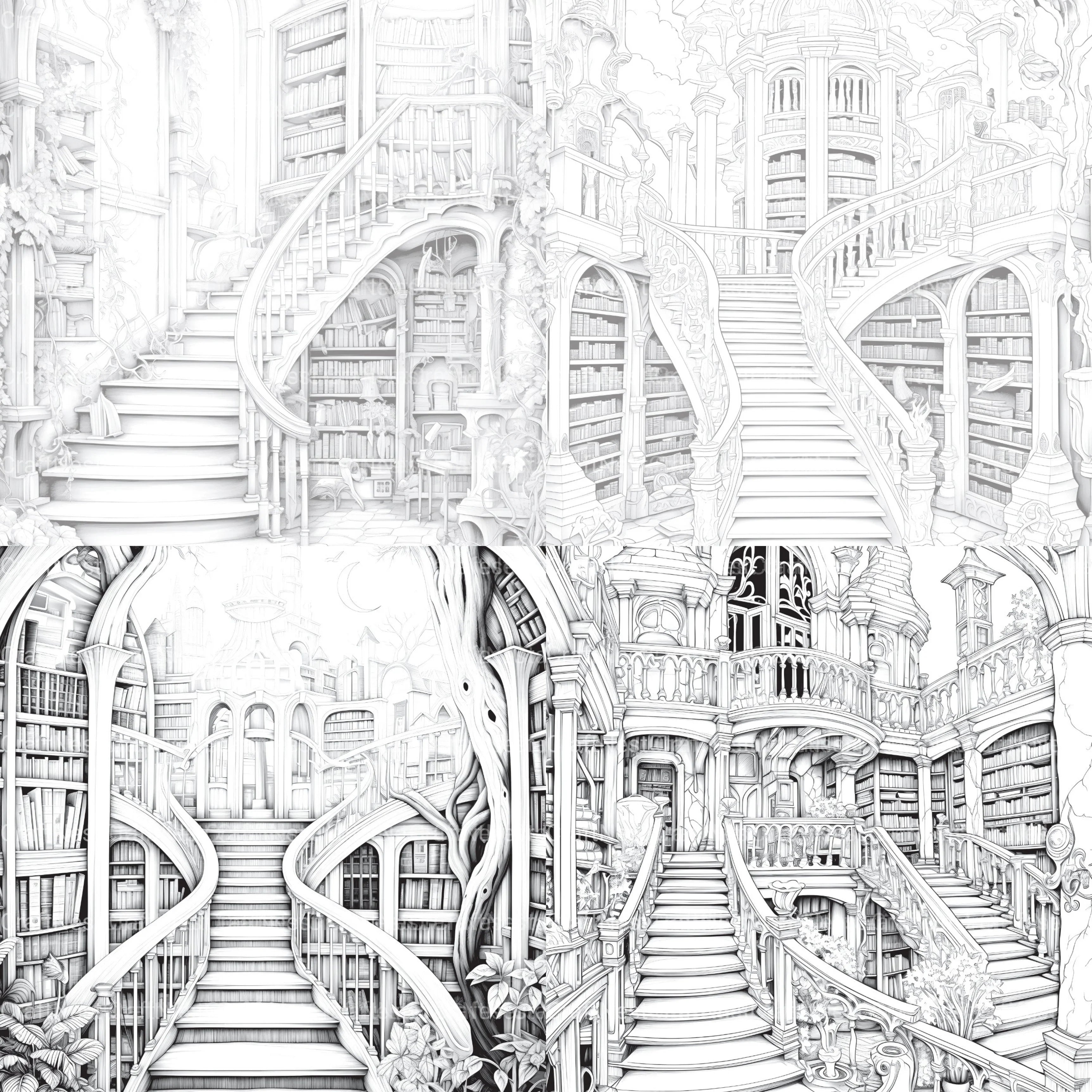 Enchanted Library Coloring Book - CraftNest - Digital Crafting and Art