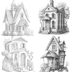Mixed Style Tiny House Coloring Book - CraftNest - Digital Crafting and Art