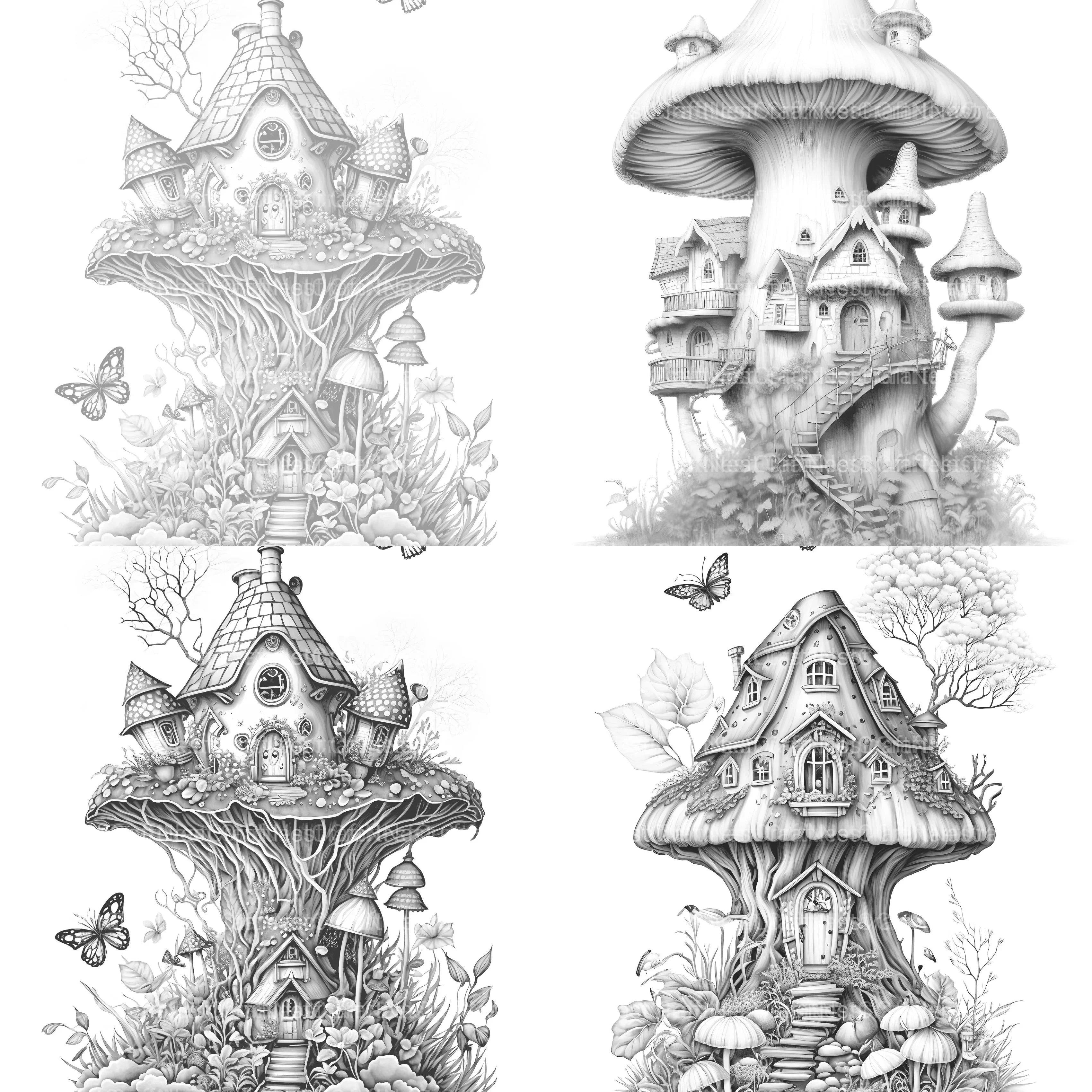 Magical Mushroom House Coloring Book