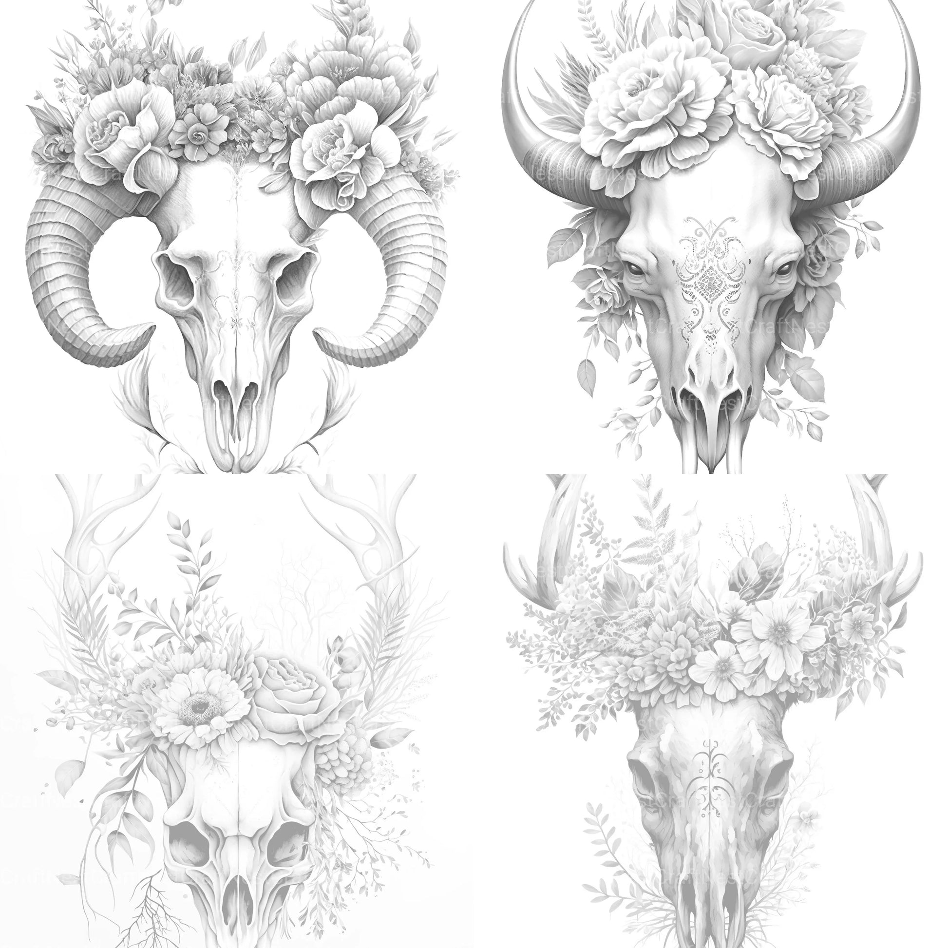 Floral Skull Coloring Book - CraftNest - Digital Crafting and Art