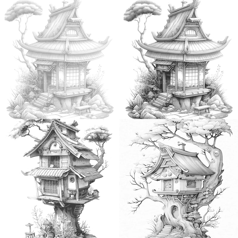 Japanese Tiny House Coloring Book - CraftNest - Digital Crafting and Art