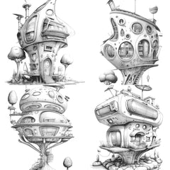 Futuristic Tiny House Coloring Book - CraftNest - Digital Crafting and Art