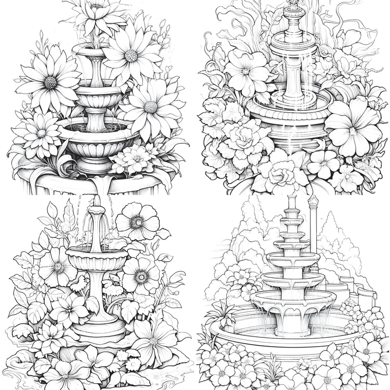 Blooming Fountain Coloring Book - CraftNest - Digital Crafting and Art