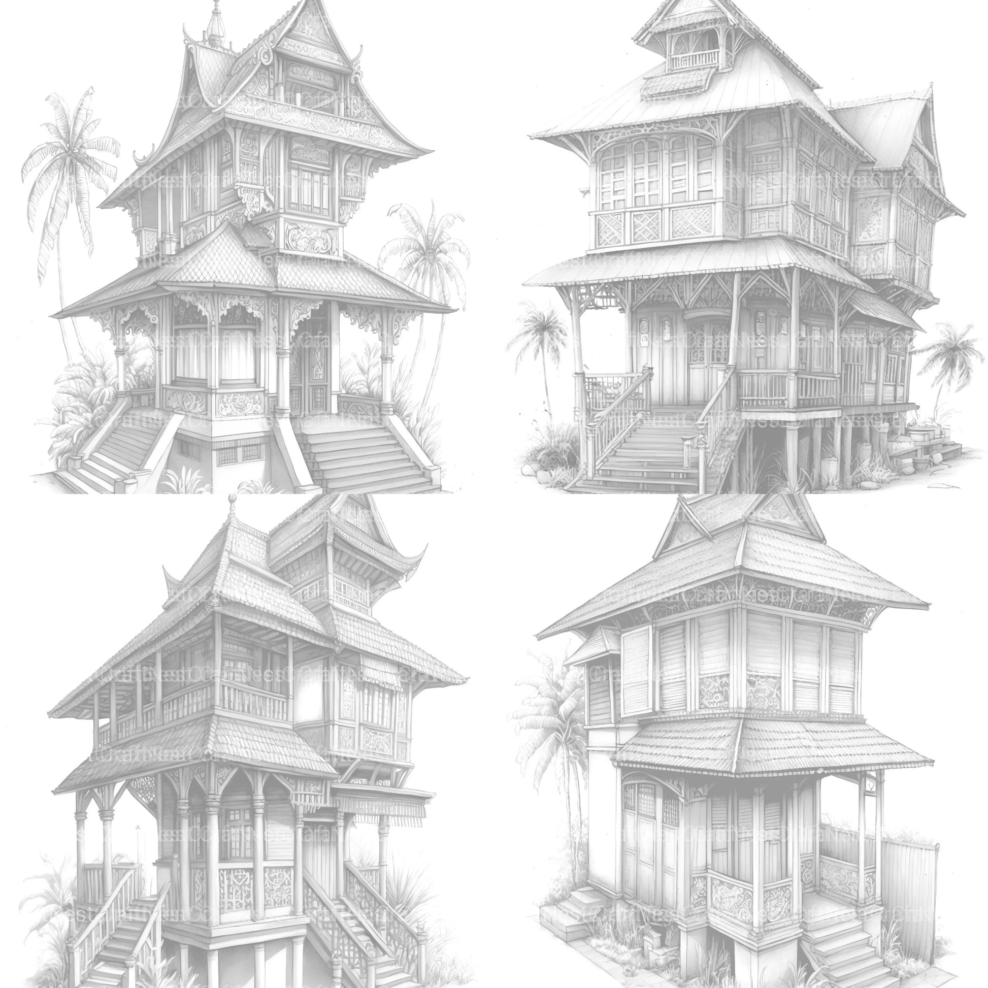 Indonesian Tiny House Coloring Book - CraftNest - Digital Crafting and Art