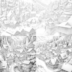 Winter Villages Coloring Book - CraftNest - Digital Crafting and Art