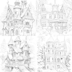 Winter Houses Coloring Book - CraftNest - Digital Crafting and Art