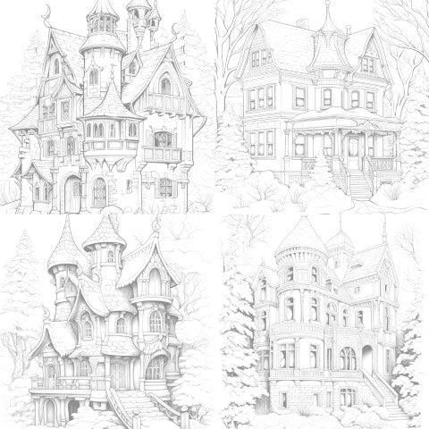 Winter Houses Coloring Book - CraftNest - Digital Crafting and Art