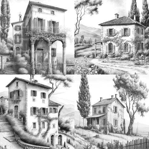 Italian Houses Coloring Book - CraftNest - Digital Crafting and Art