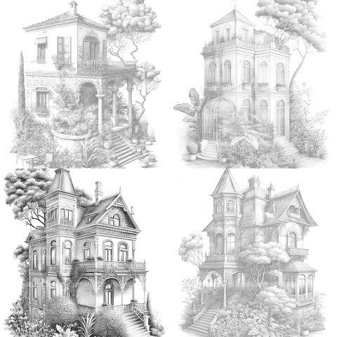 Intricate Garden Houses Coloring Book - CraftNest - Digital Crafting and Art