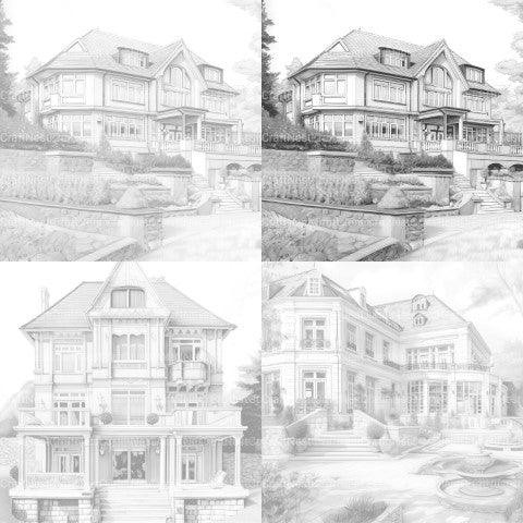 Luxurious Villas Coloring Book - CraftNest - Digital Crafting and Art