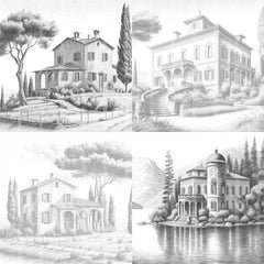 Old Italian Country Houses Coloring Book - CraftNest - Digital Crafting and Art