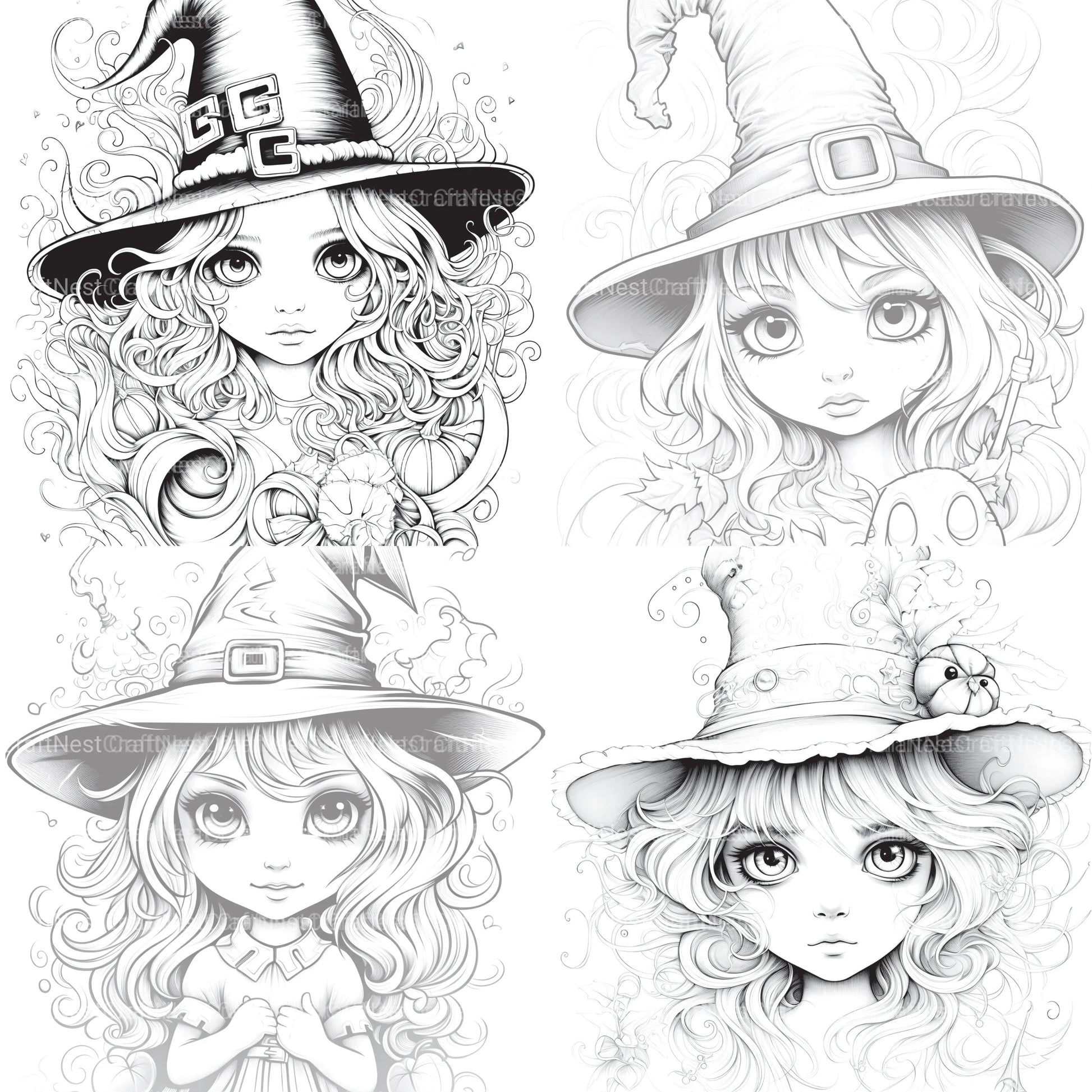 Cute Witch Coloring Book - CraftNest - Digital Crafting and Art