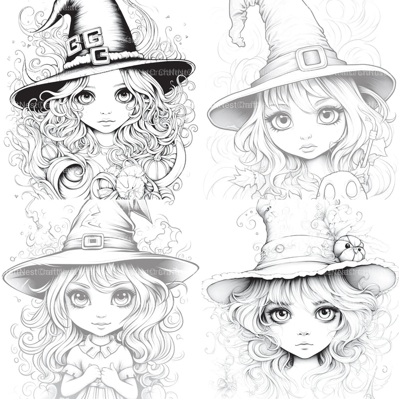 Cute Witch Coloring Book - CraftNest - Digital Crafting and Art