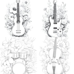 Flower Instrument Coloring Book - CraftNest - Digital Crafting and Art