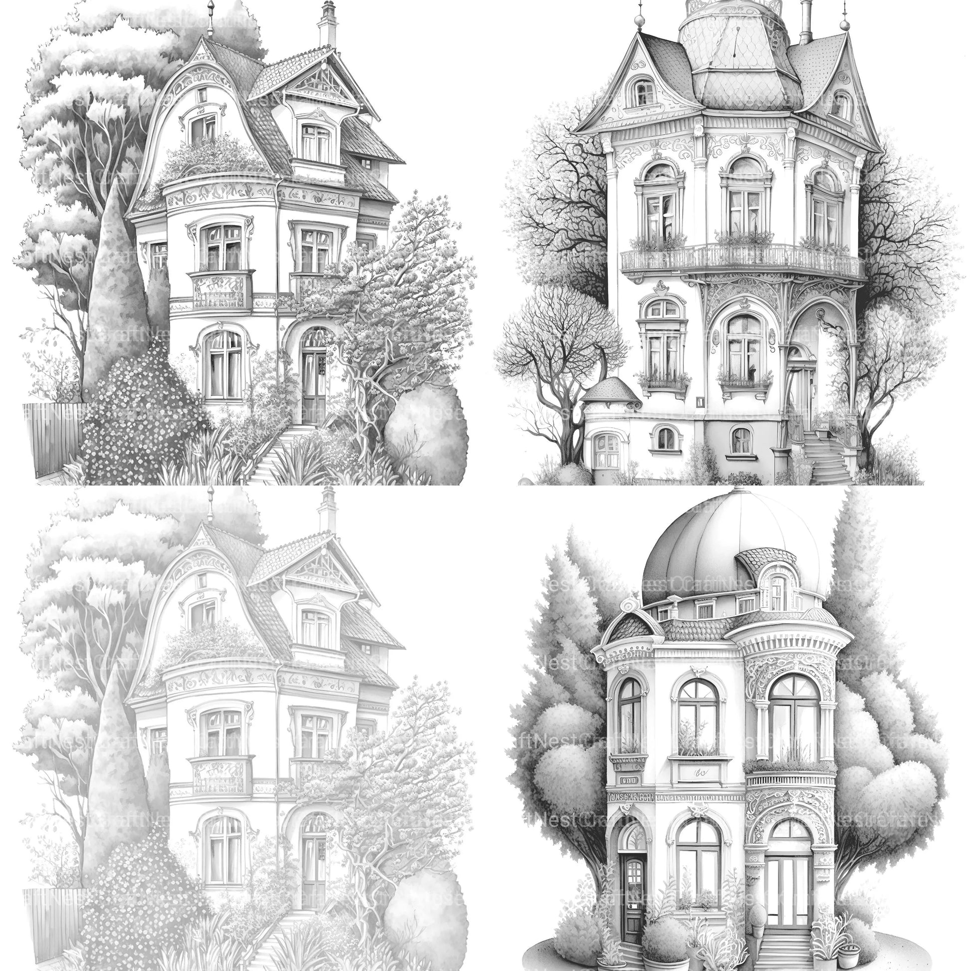 German Tiny House Coloring Book - CraftNest - Digital Crafting and Art