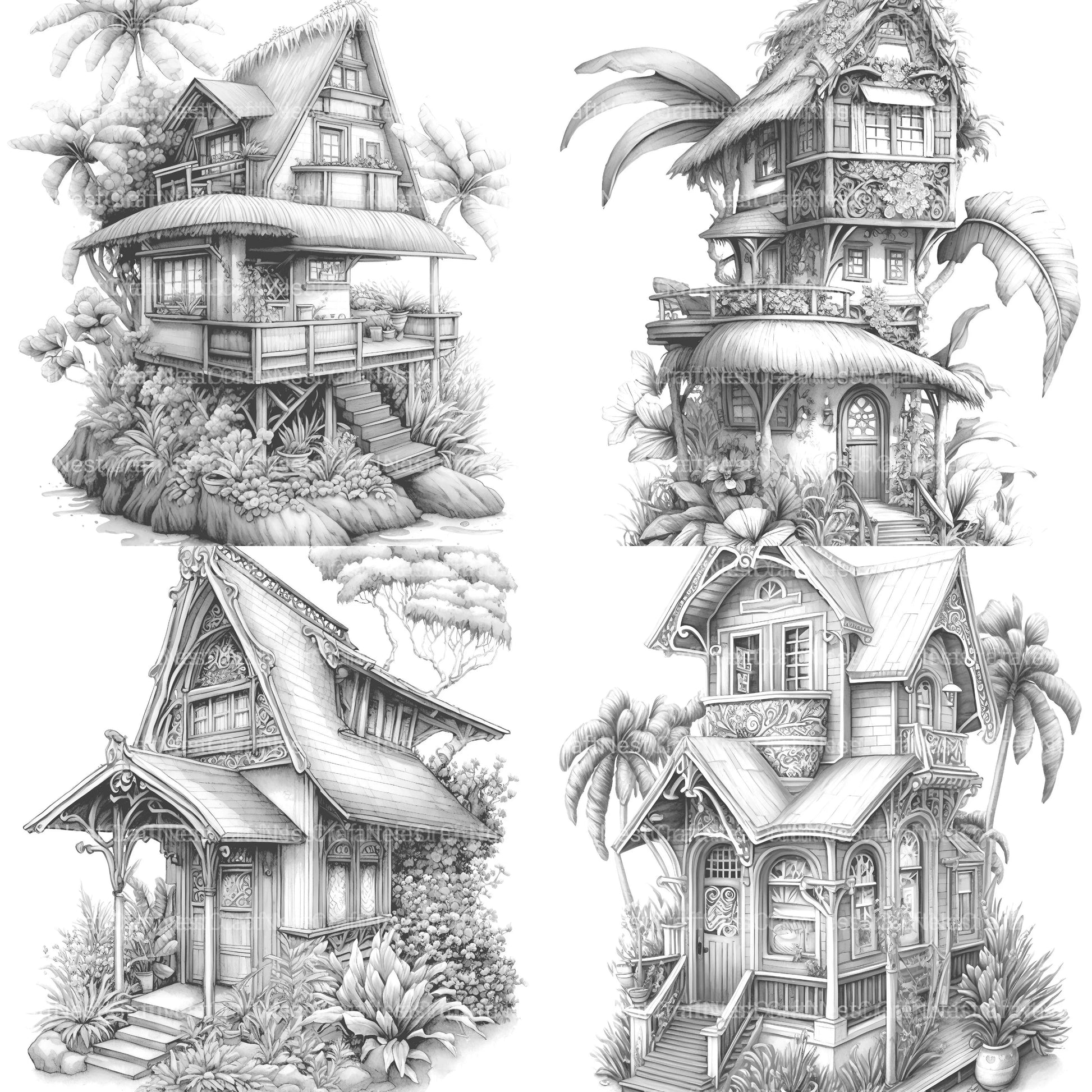 Hawaiian Tiny House Coloring Book - CraftNest - Digital Crafting and Art