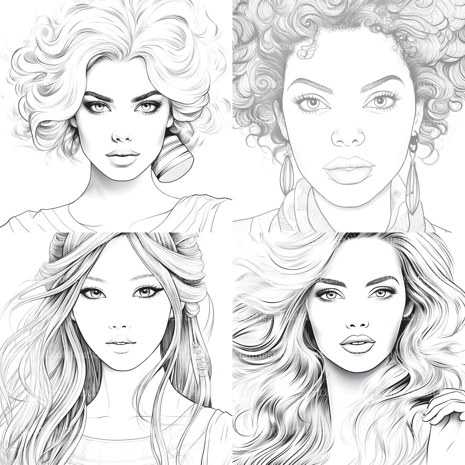 Beautiful Women Coloring Book - CraftNest - Digital Crafting and Art