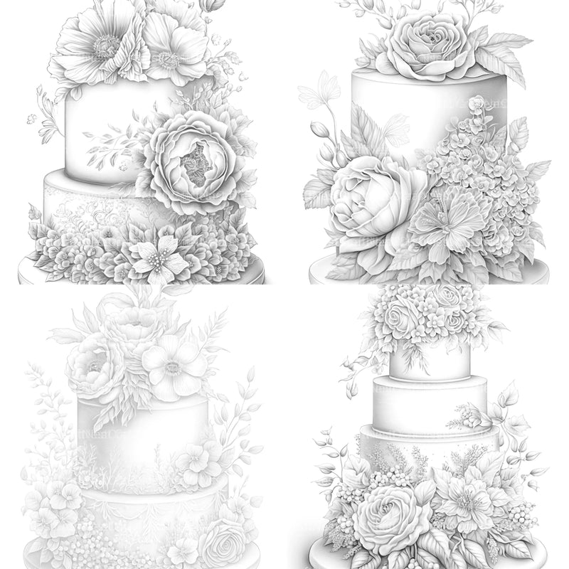 Floral Wedding Cake Coloring Book - CraftNest - Digital Crafting and Art