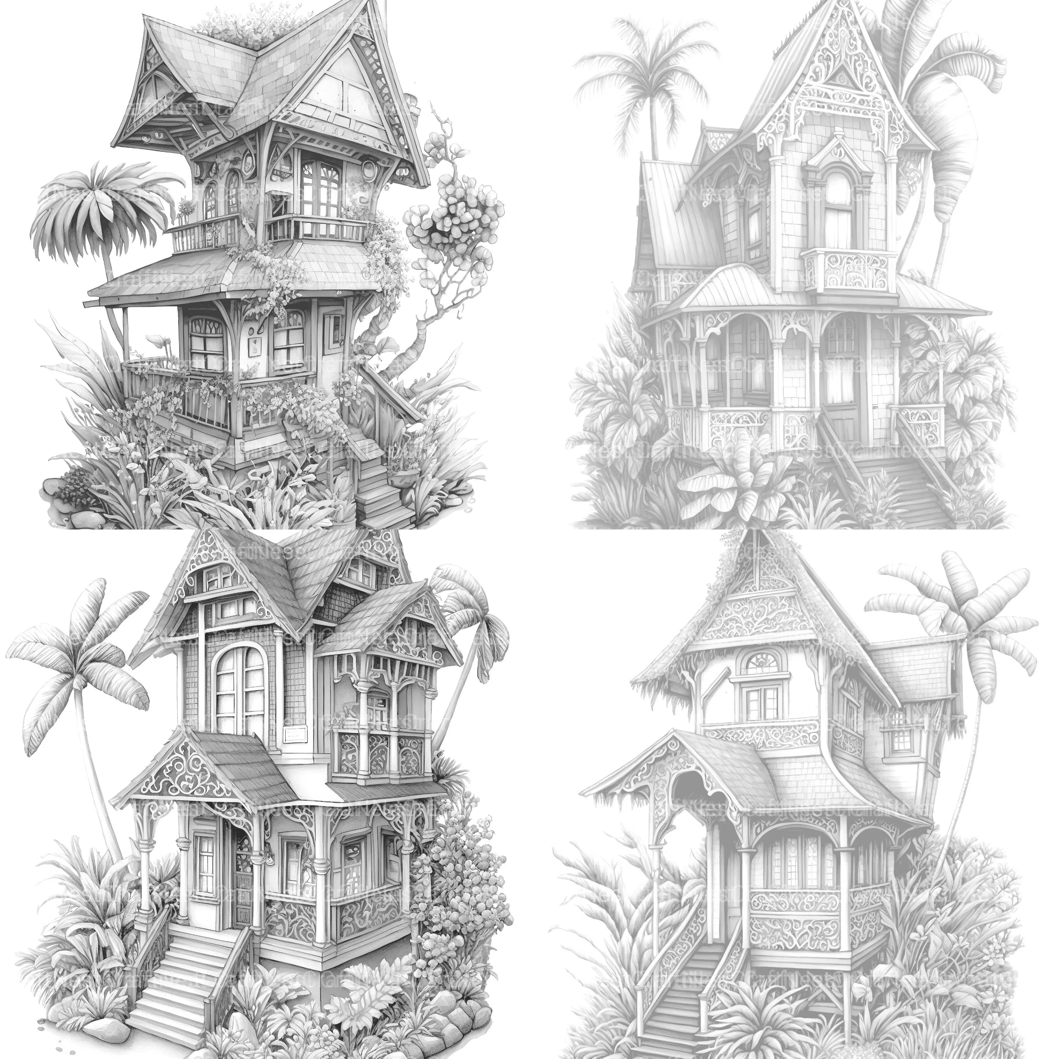 Hawaiian Tiny House Coloring Book - CraftNest - Digital Crafting and Art