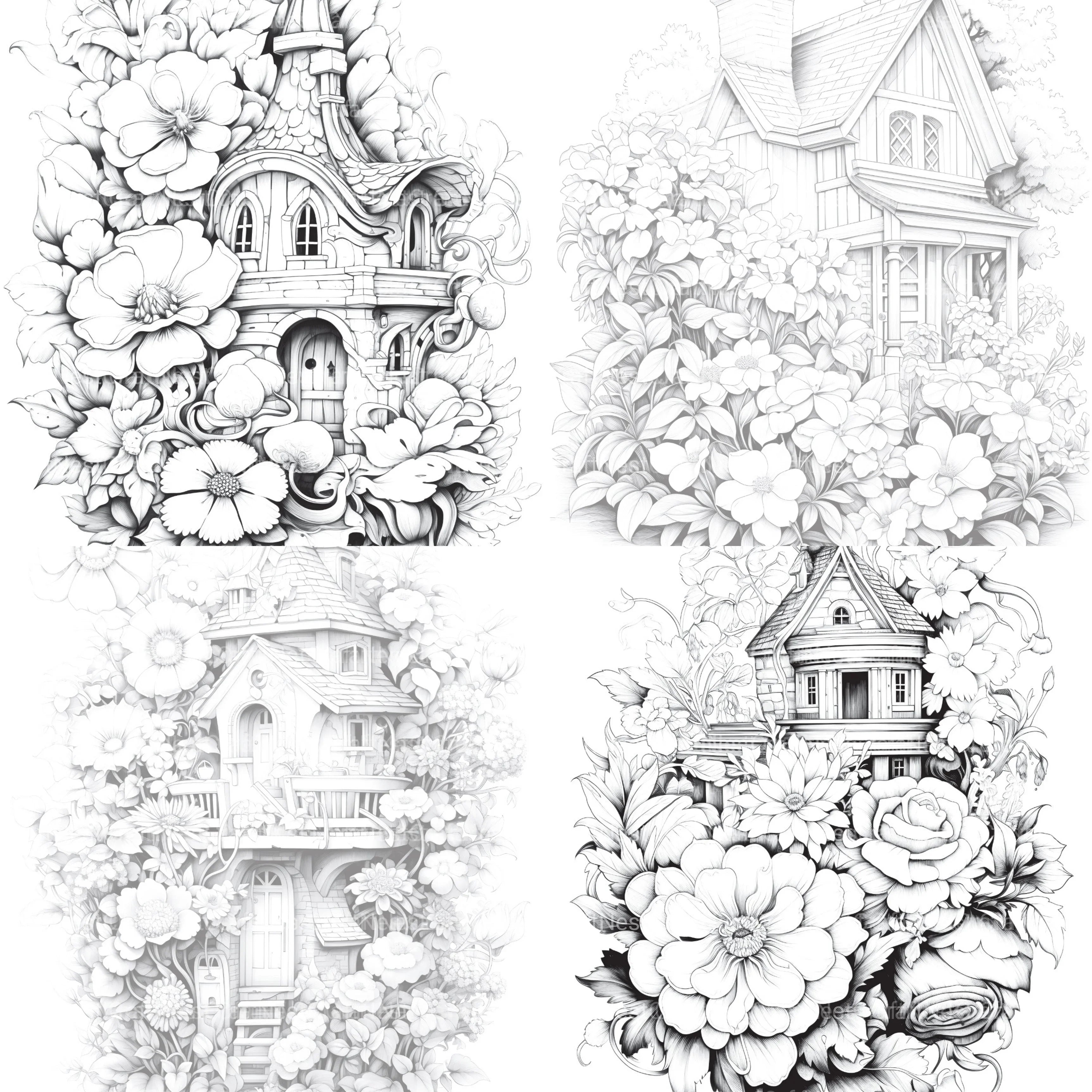 Blooming House Coloring Book - CraftNest - Digital Crafting and Art