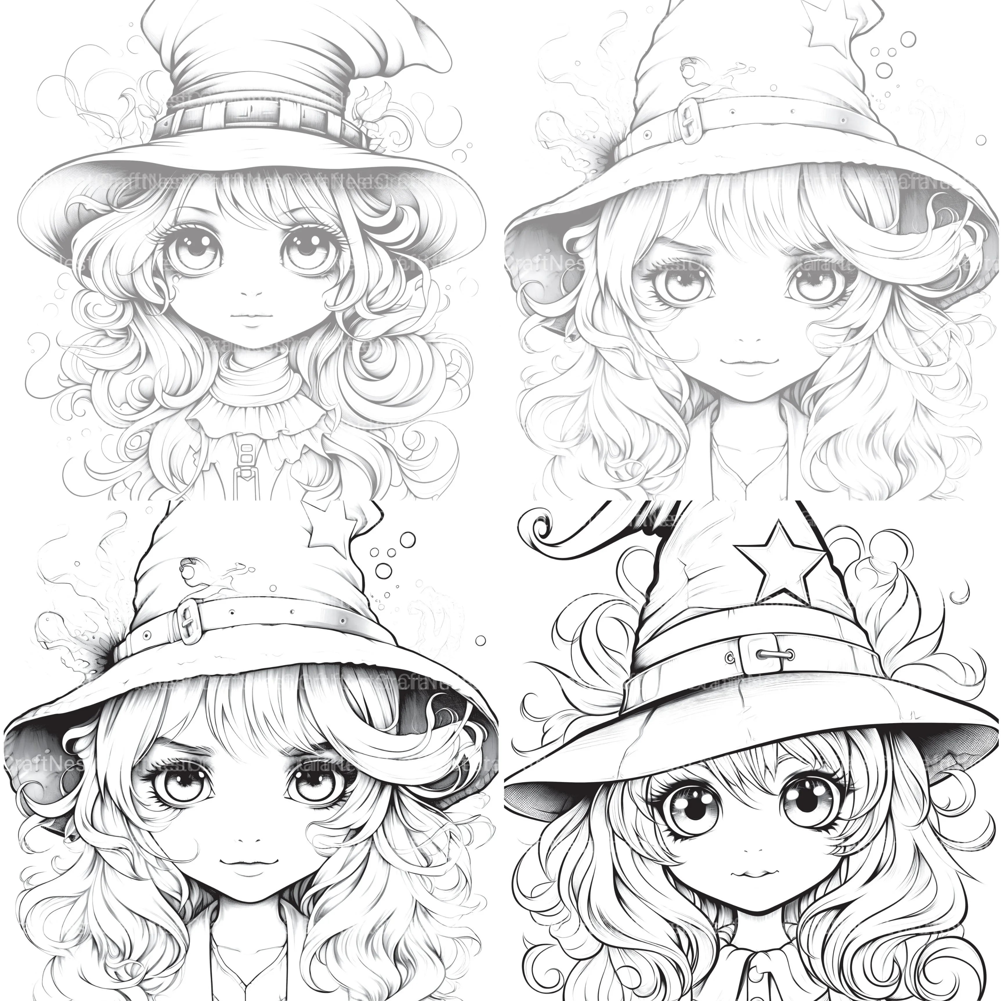 Cute Witch Coloring Book - CraftNest - Digital Crafting and Art