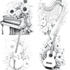 Flower Instrument Coloring Book - CraftNest - Digital Crafting and Art