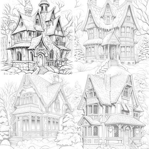 Winter Houses Coloring Book - CraftNest - Digital Crafting and Art